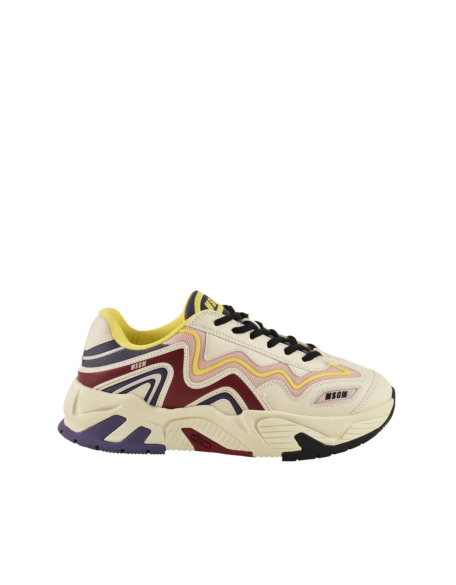 MSGM Mens White / Pink Sneakers