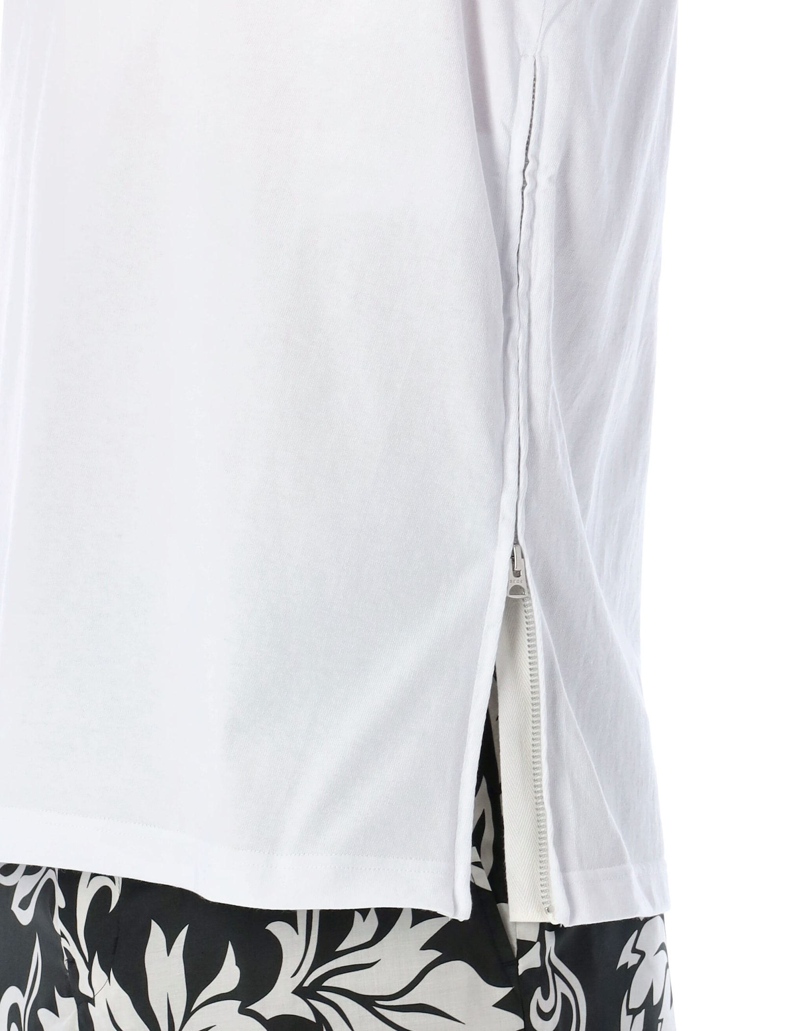 Shop Sacai Side Zip Cotton T-shirt In White