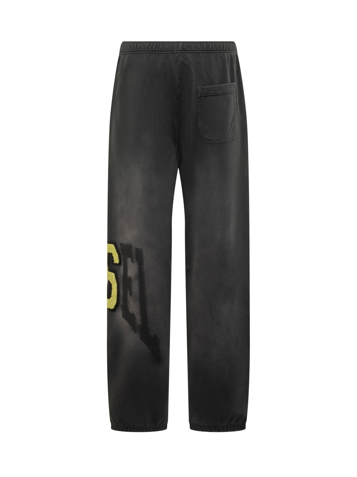 Shop Diesel Pants With Shaded Effect And Logo In Nero
