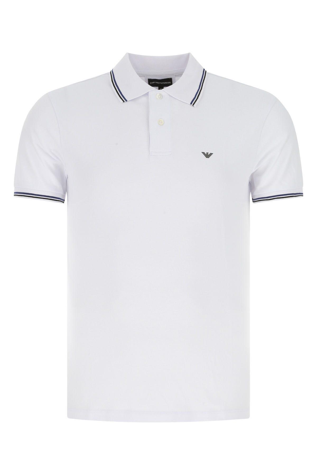 Emporio Armani White Stretch Cotton Polo Shirt