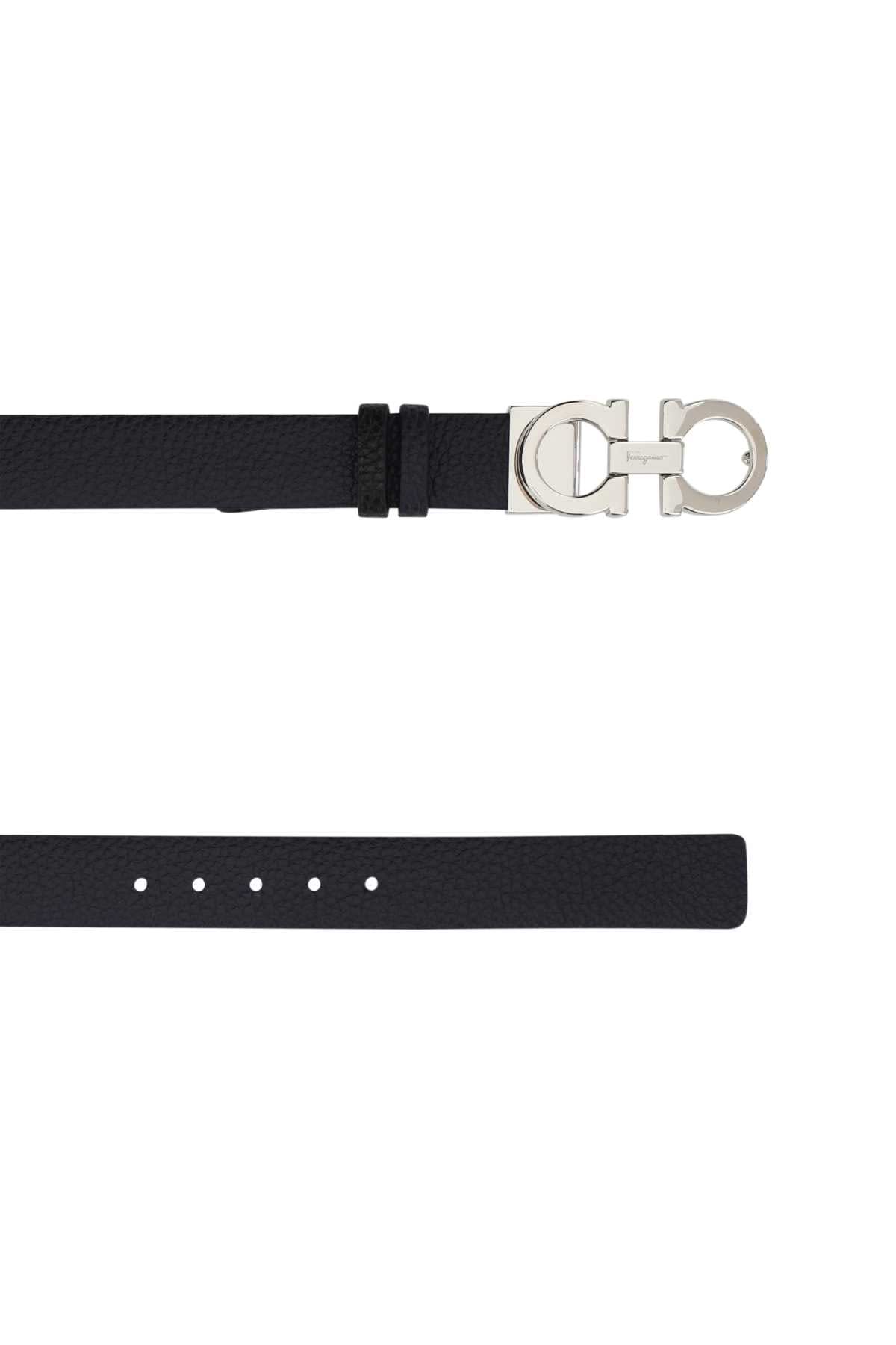 Ferragamo Black Reversible Gancini Buckle Belt In Black