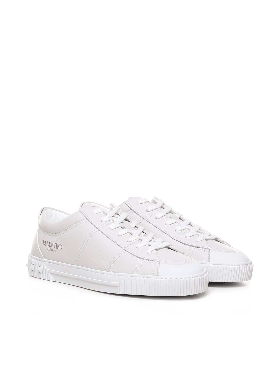 Shop Valentino Sneakers With Rockstud Details In Bianco/bianco