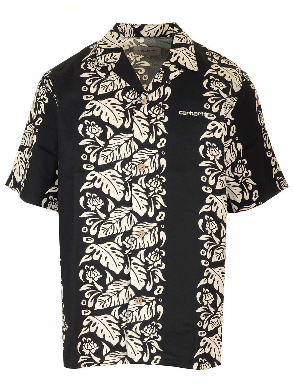 Shop Carhartt S/s Floral Shirt In C.xx Floral Stripe , Black / Wax