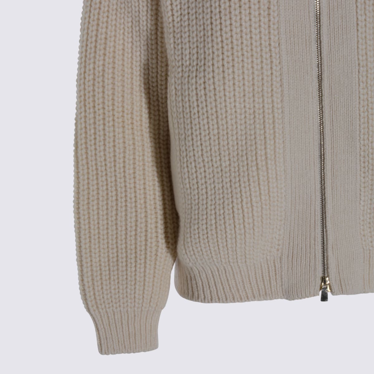 Malo Textured Knit Hooded Crewneck Sweater In White