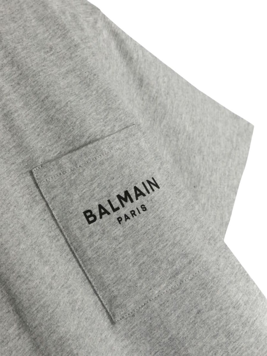 Shop Balmain Mc Logo T-shirt In Grey