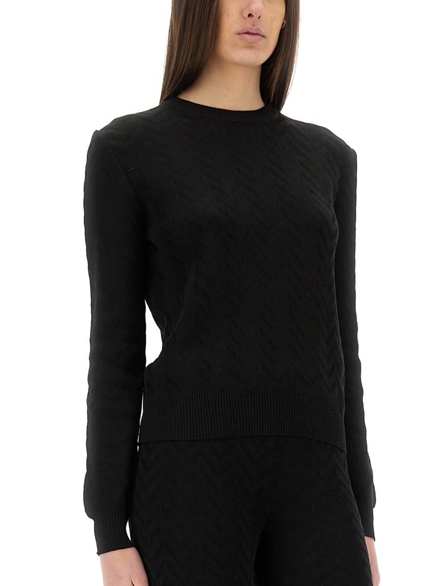 Shop Missoni Chevron Pattern Sweater In Black