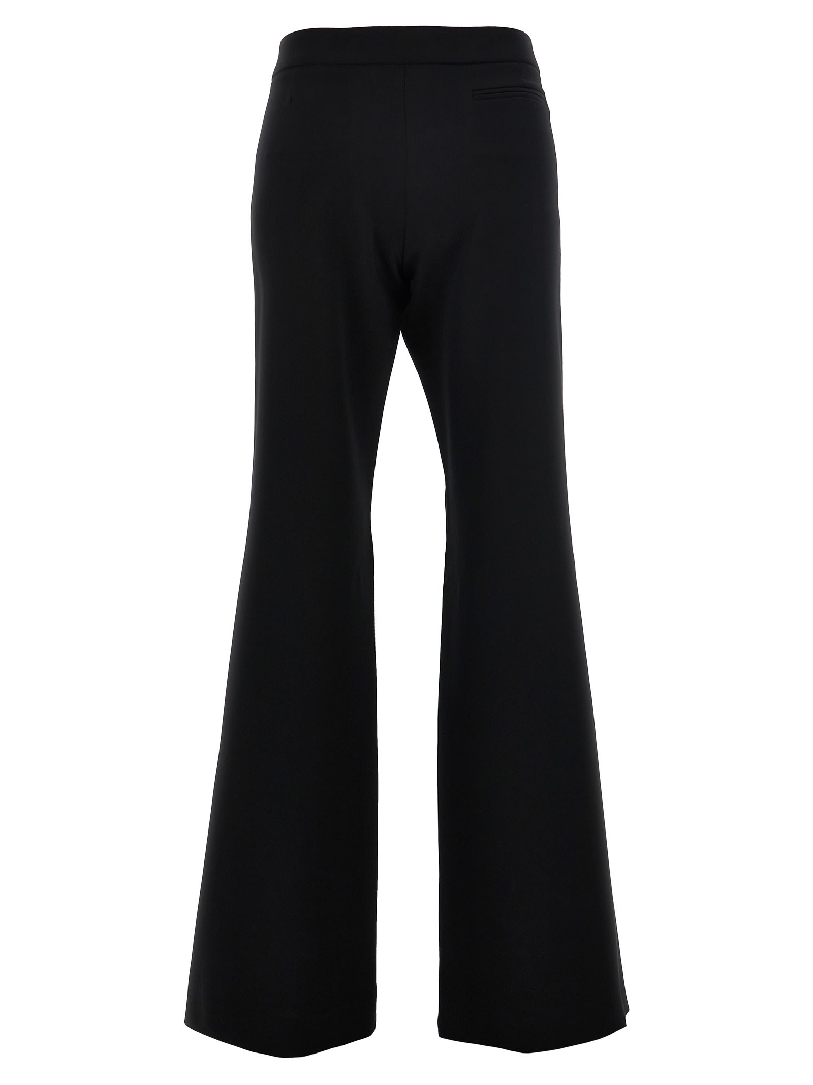 Shop Moschino Crepe Flared Pants In Black