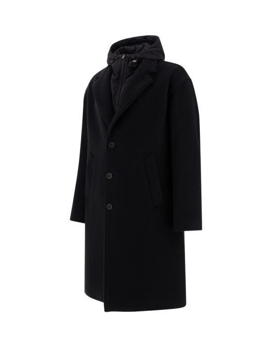 Herno Coat In New Velour And Ecoage In Nero