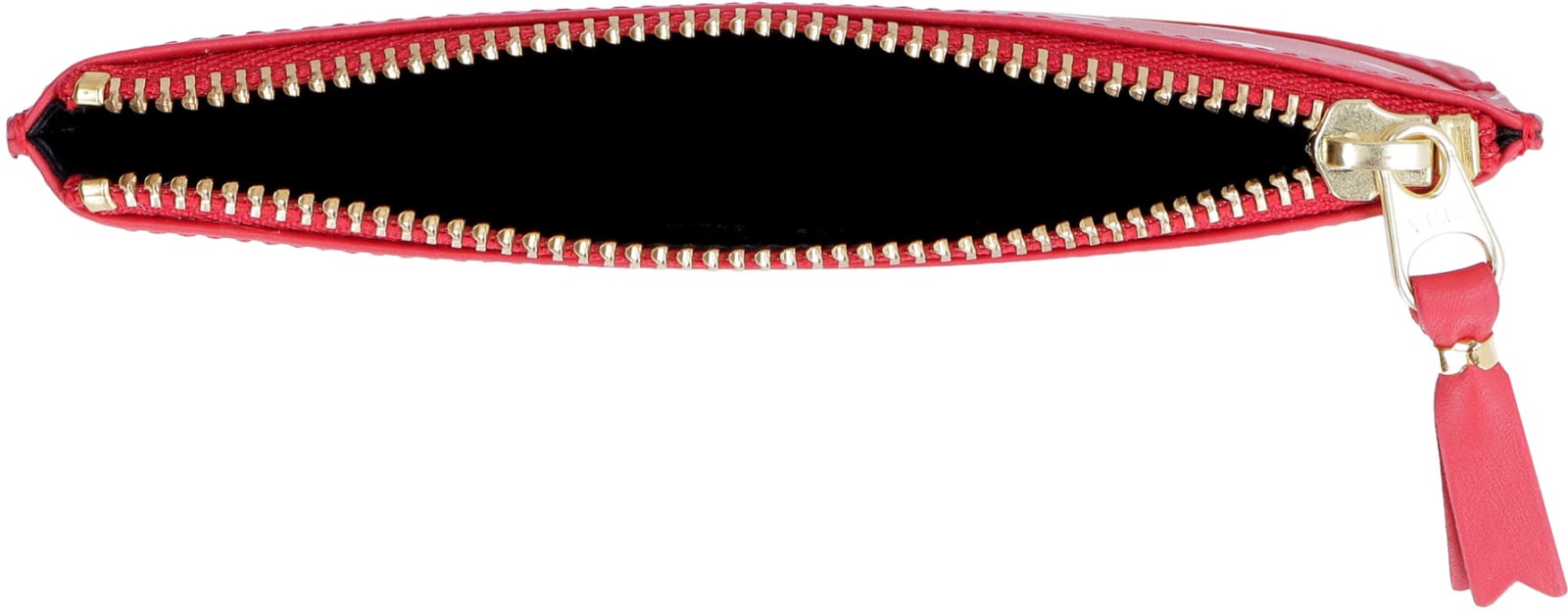 Comme Des Garçons Logo Detail Flat Leather Pouch In Red