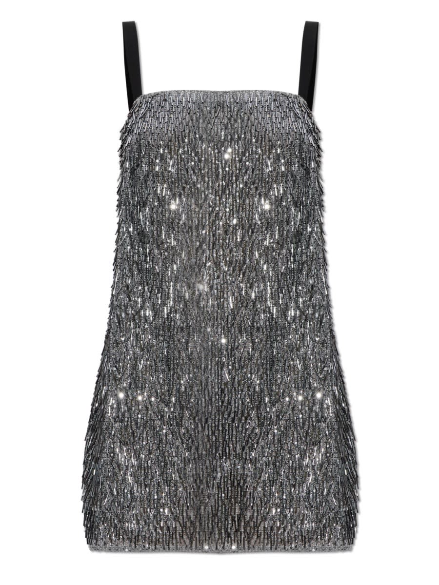 Dolce & Gabbana Sequined Mini Dress In Silver