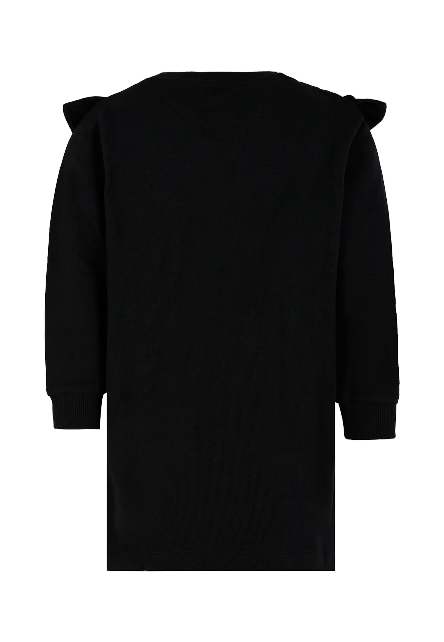 Balmain Ruffled-detail Logo Dress In Black