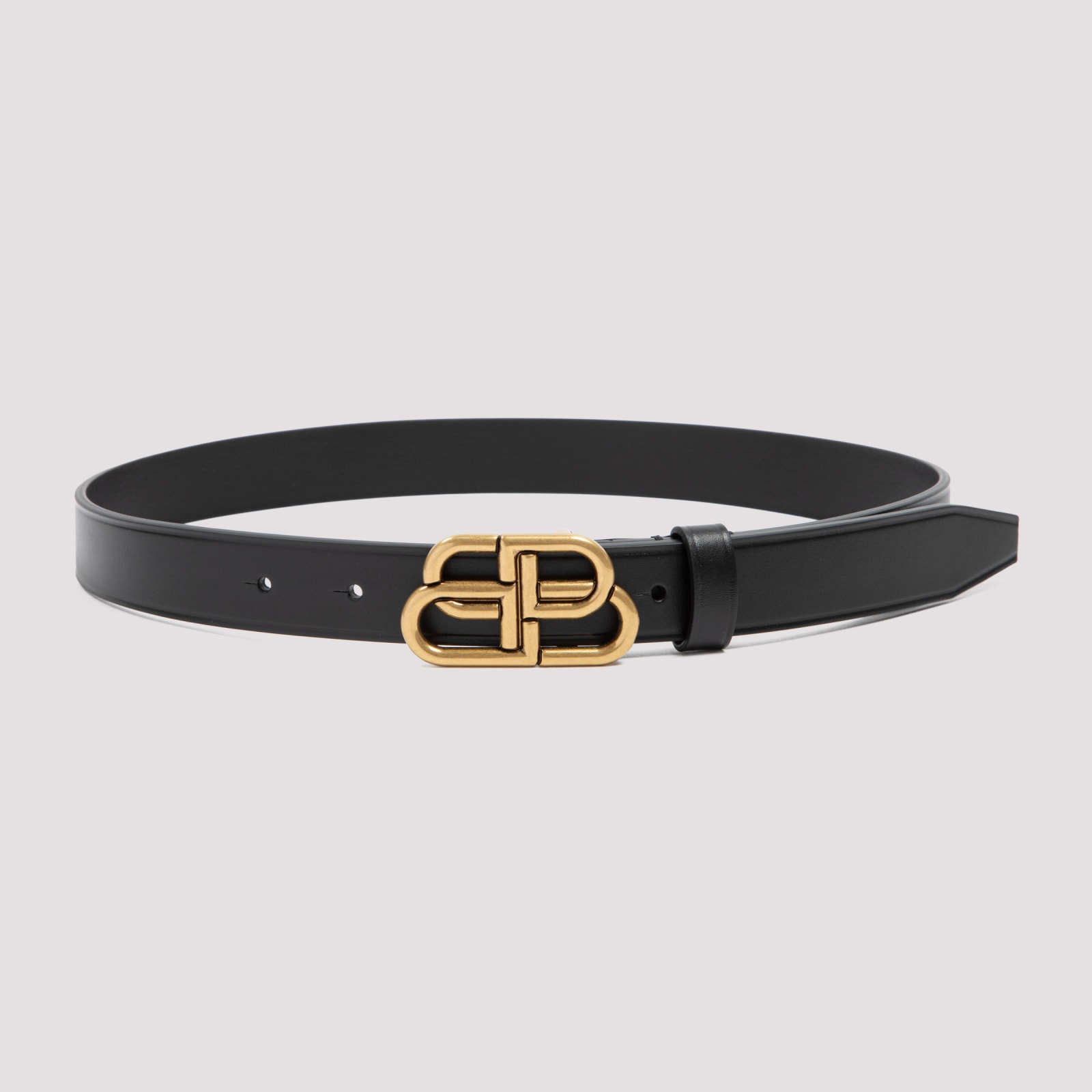 Shop Balenciaga Bb Thin Belt In Black