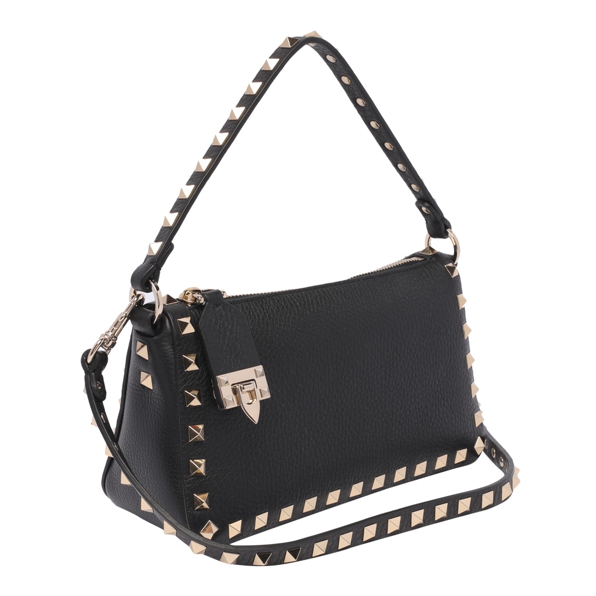 Shop Valentino Small Rockstud Shoulder Bag In Black