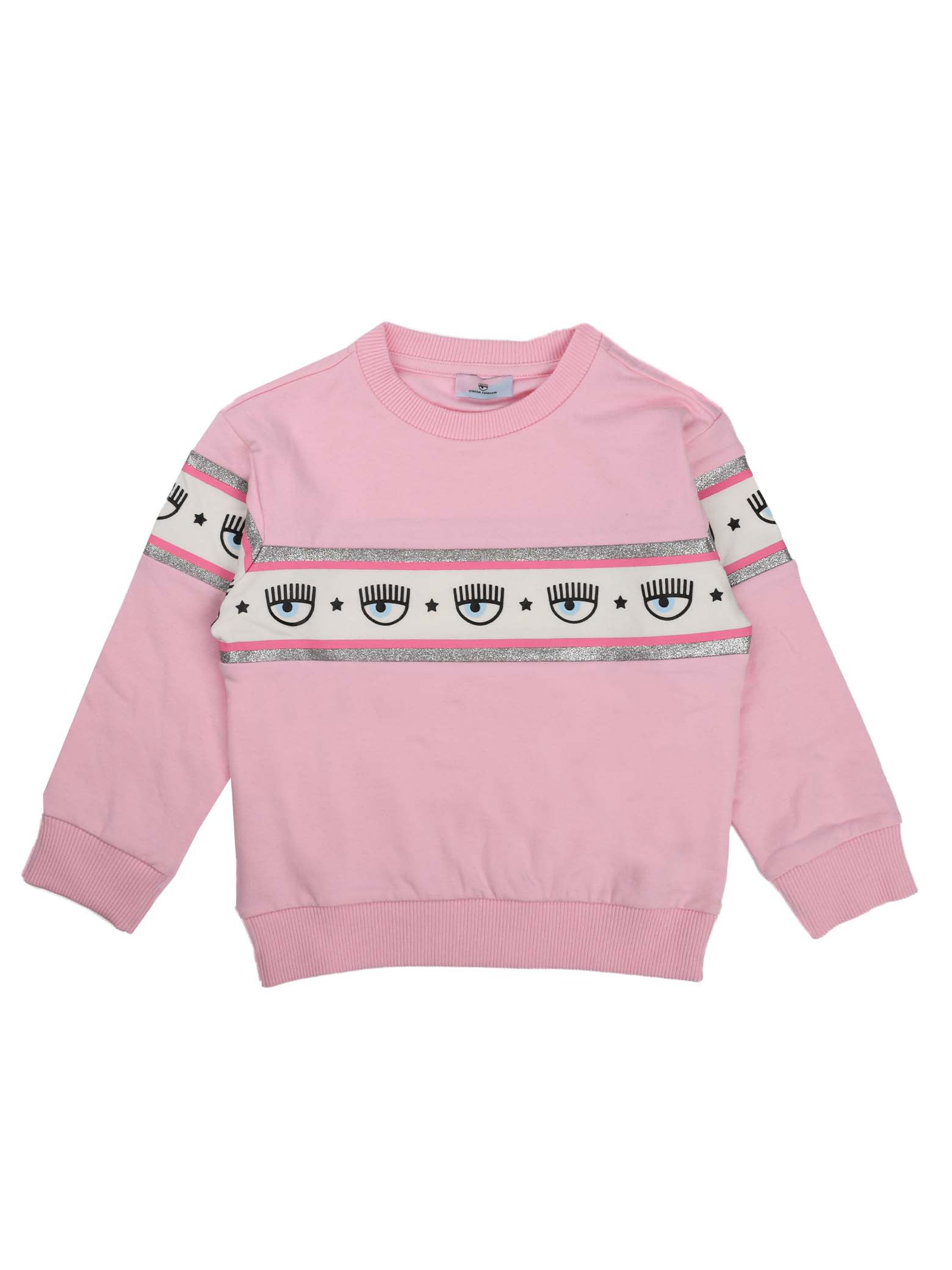 Chiara Ferragni Pink Scoop Neck Sweatshirt With Logo