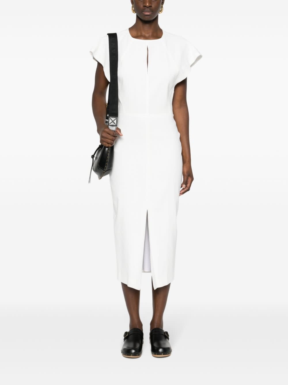 Isabel Marant Nadela Cotton Dress Cap Sleeves In White