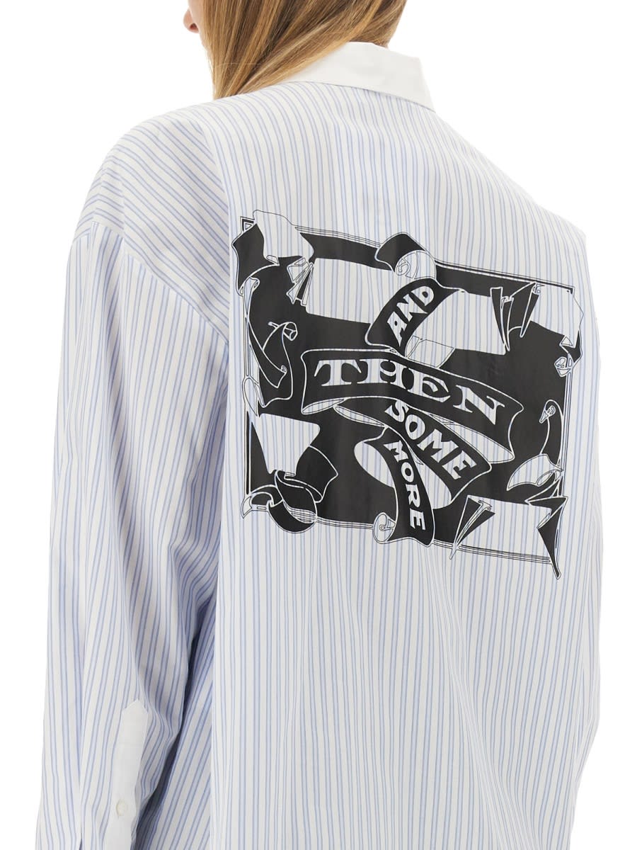 Shop Msgm Shirt With Logo In Azure
