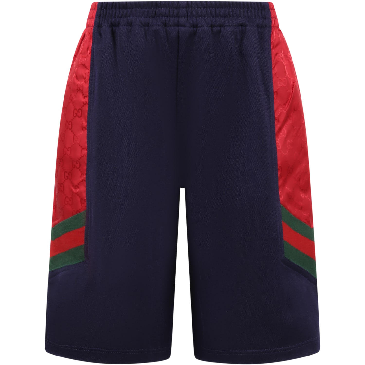 GUCCI BLUE SHORTS FOR BOU WITH WEB DETAIL