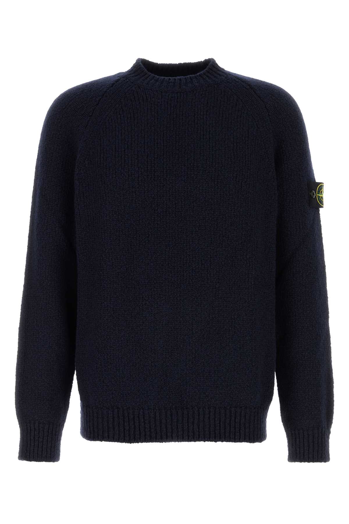 Stone Island Midnight Blue Wool Blend Sweater In Black