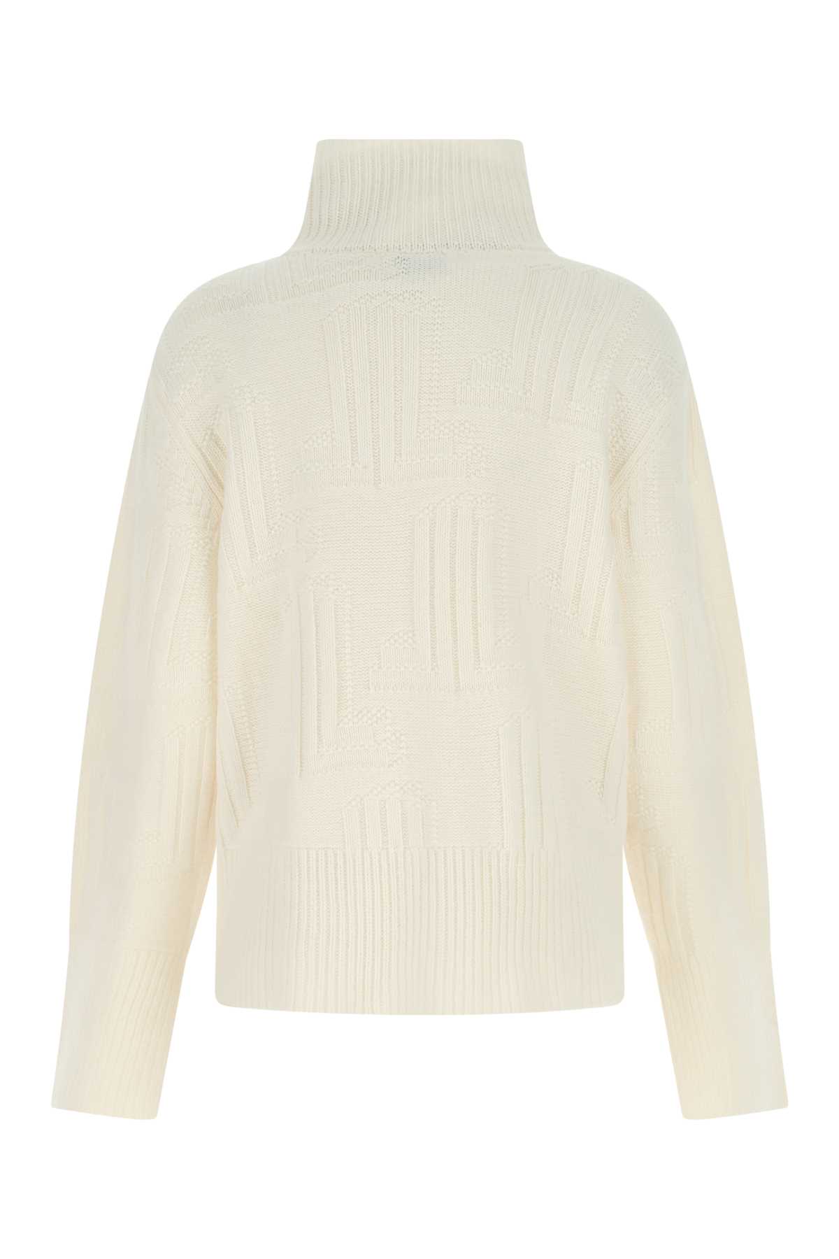 Shop Lanvin Ivory Cashmere Oversize Sweater In 02