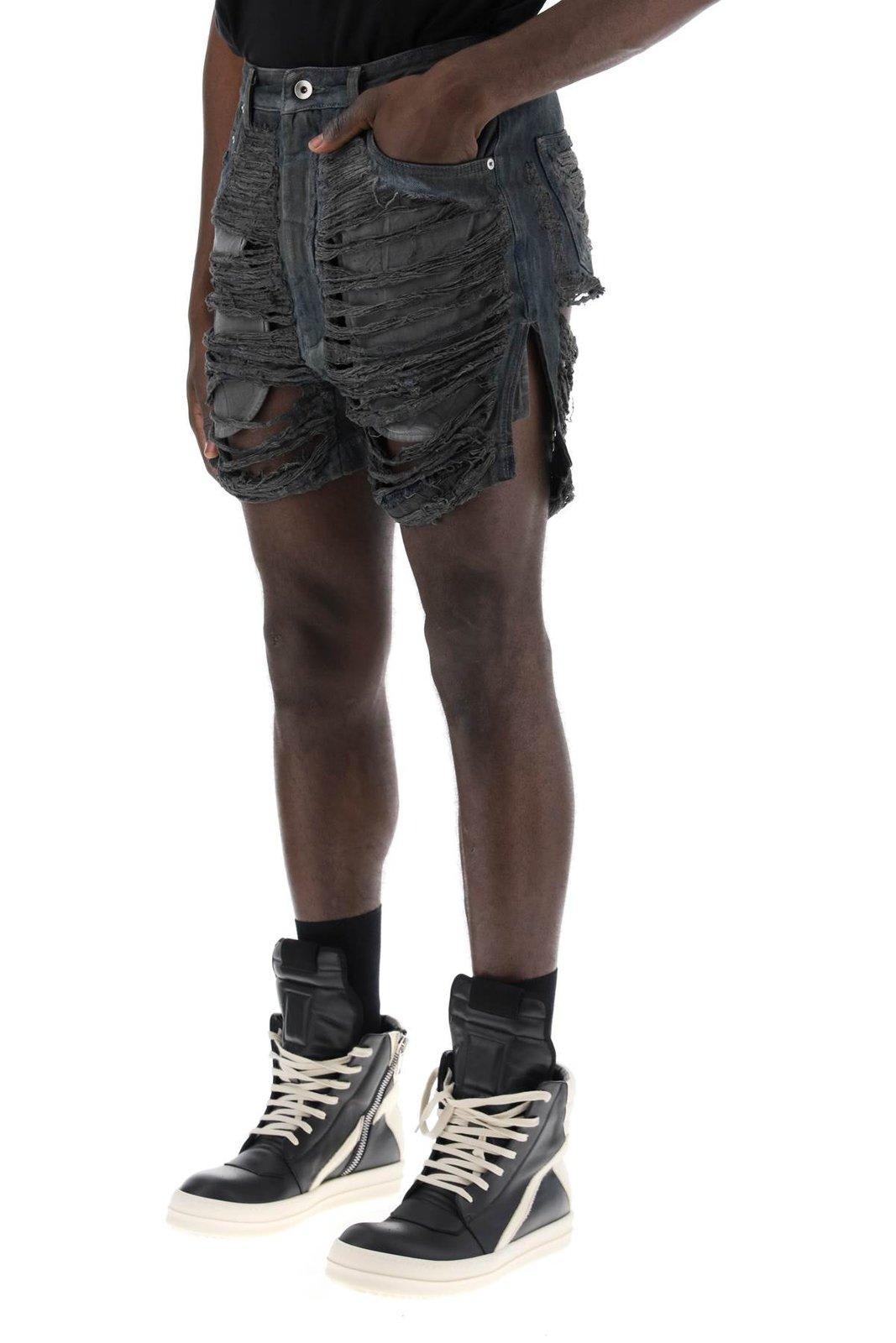 Shop Drkshdw Geth Cut-off Distressed Shorts In Grey