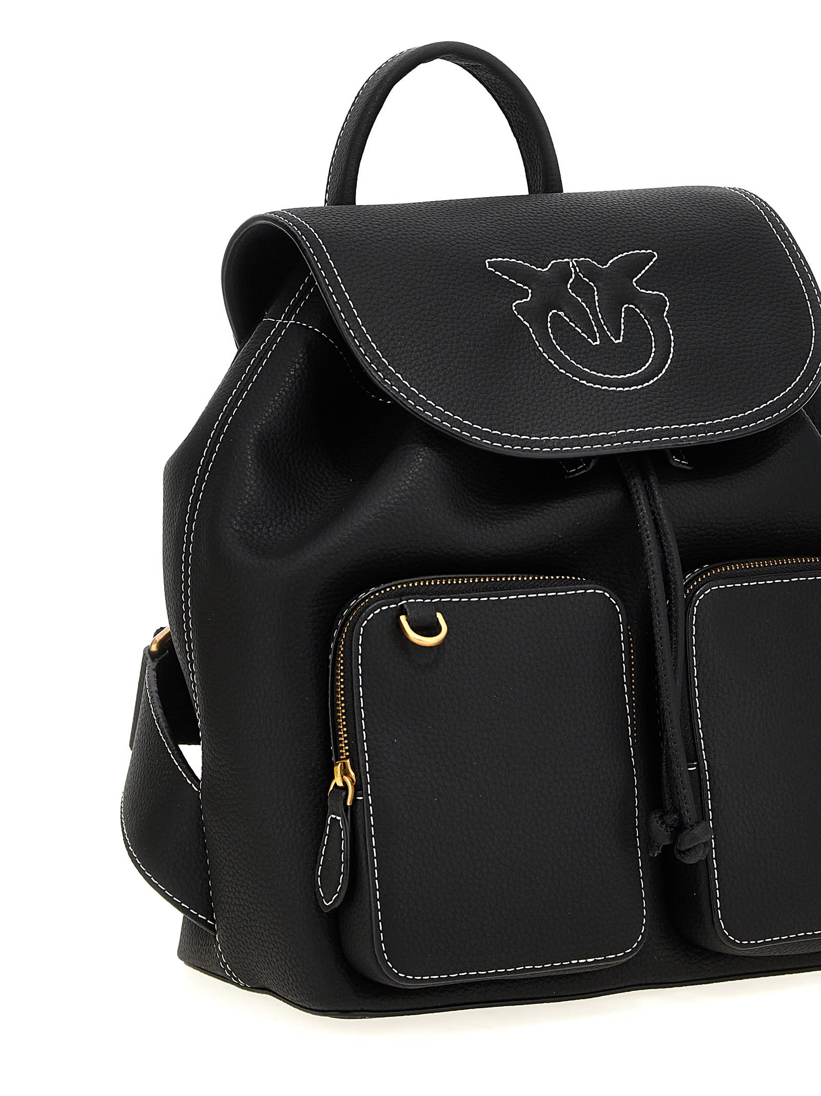 Pinko Leather Backpack In Black