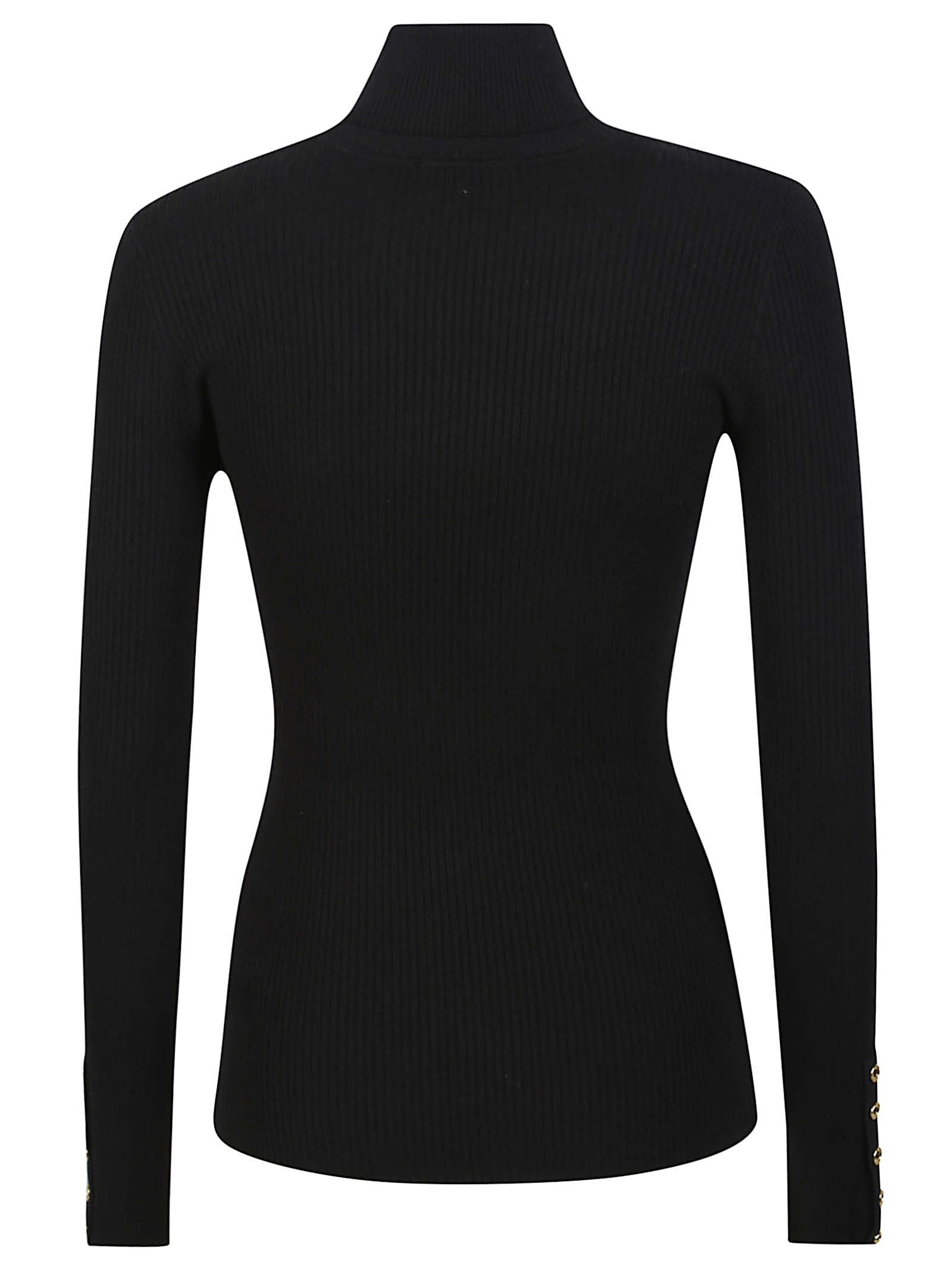 Elisabetta Franchi Ribbed Turtleneck Sweater Sweaters And Cardigans Black In Black