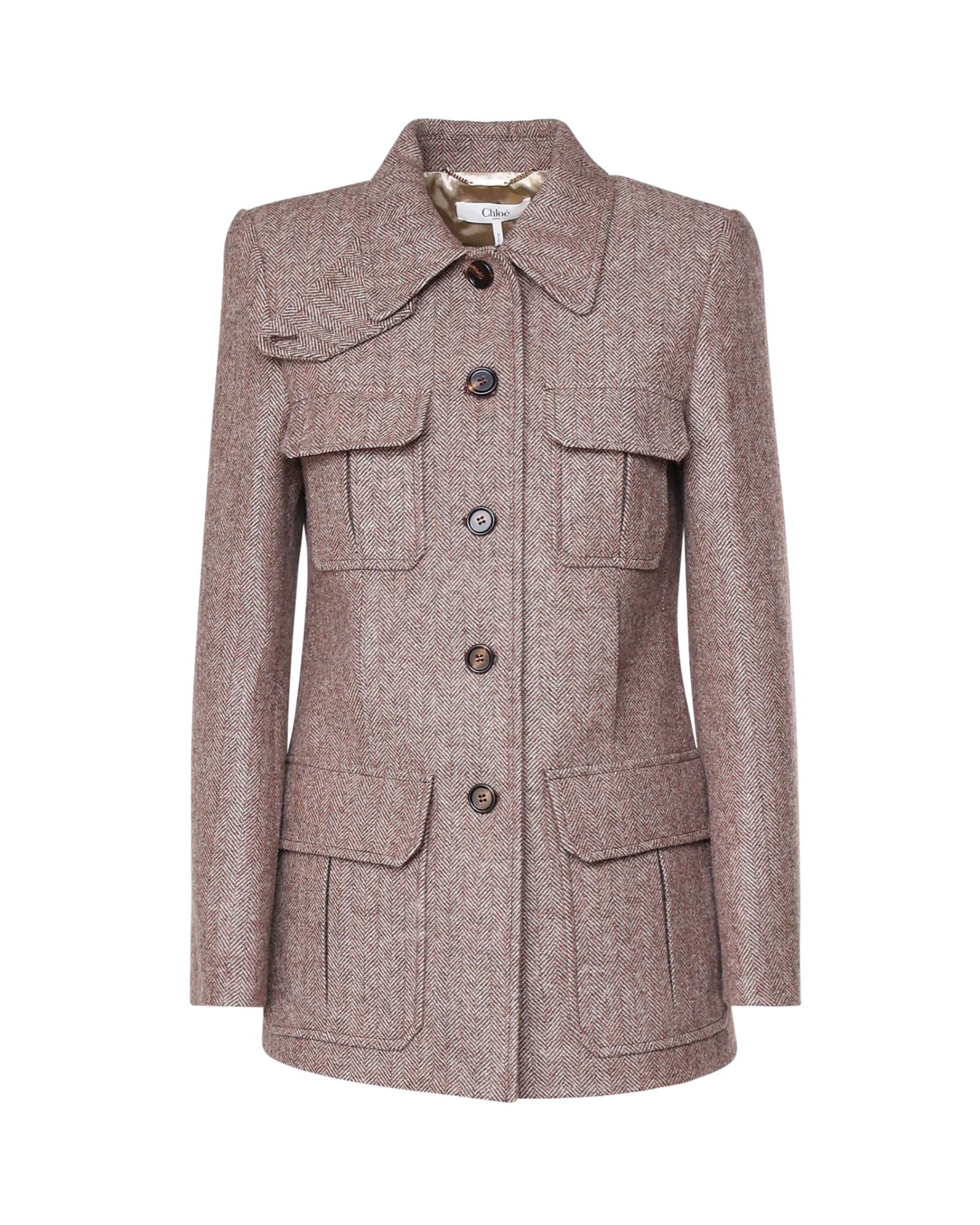 Shop Chloé Wool Jacket In Beige