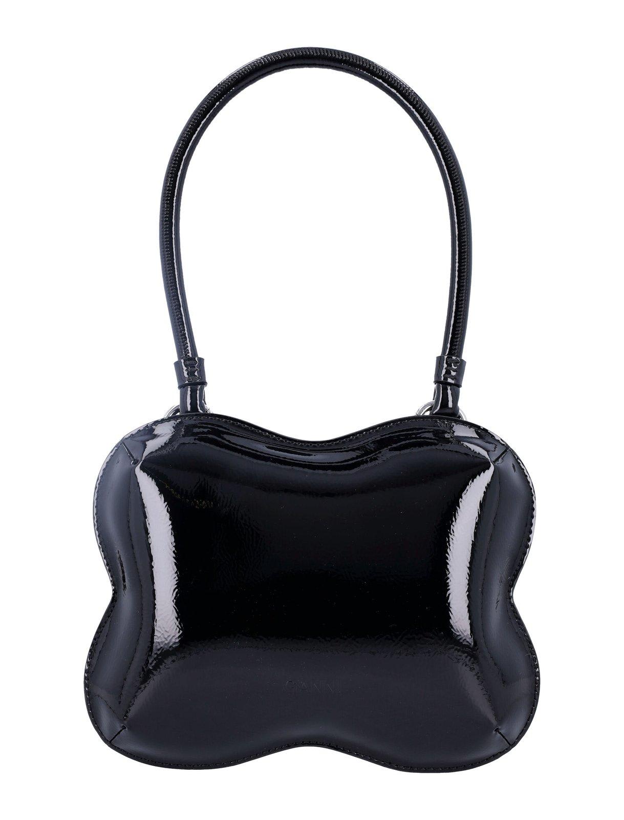 Shop Ganni Butterfly Tote Bag In Black