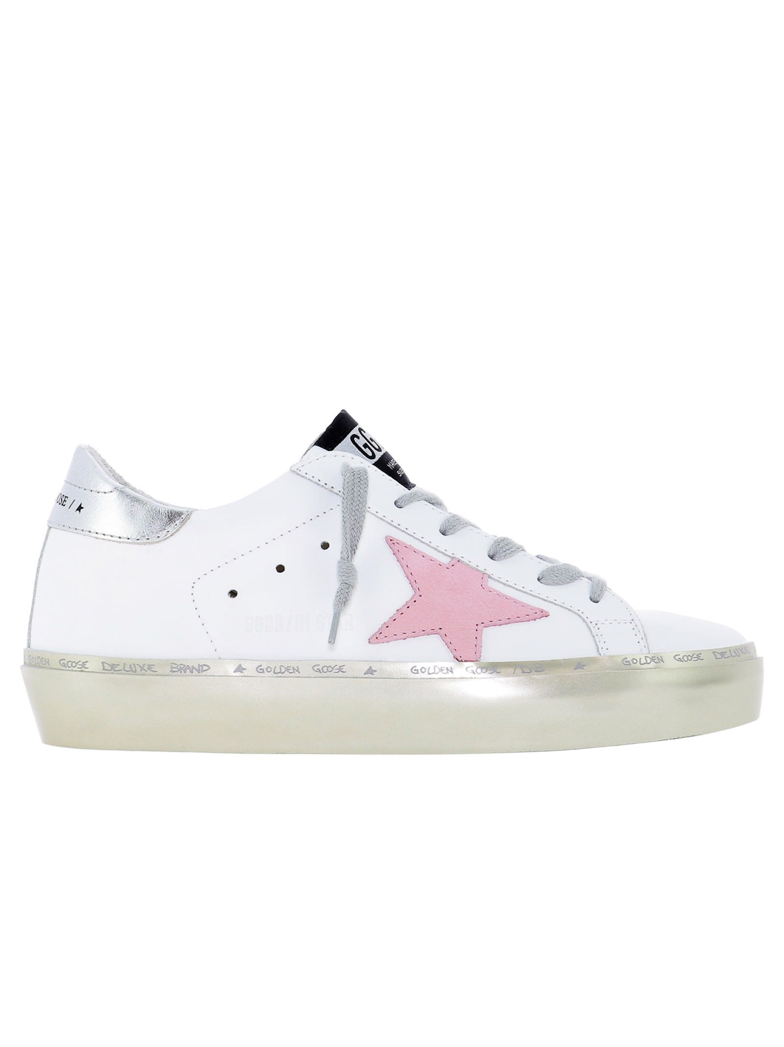 GOLDEN GOOSE WHITE LEATHER HI STAR SNEAKERS,GWF00118-F000237-10253