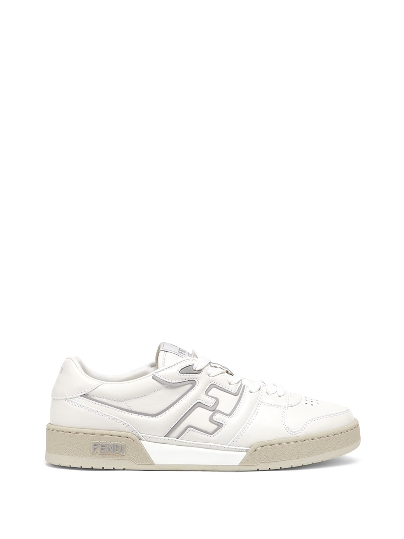 Fendi Low Top Sneaker In White Leather In Bianco Grgio Chiaro
