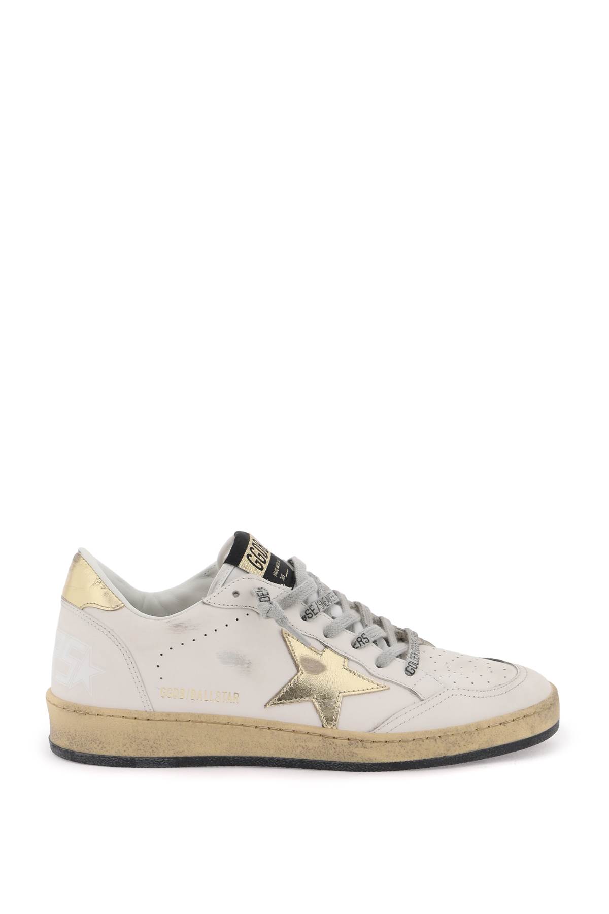 Shop Golden Goose Leather Ball Star Sneakers In Milk/gold (white)