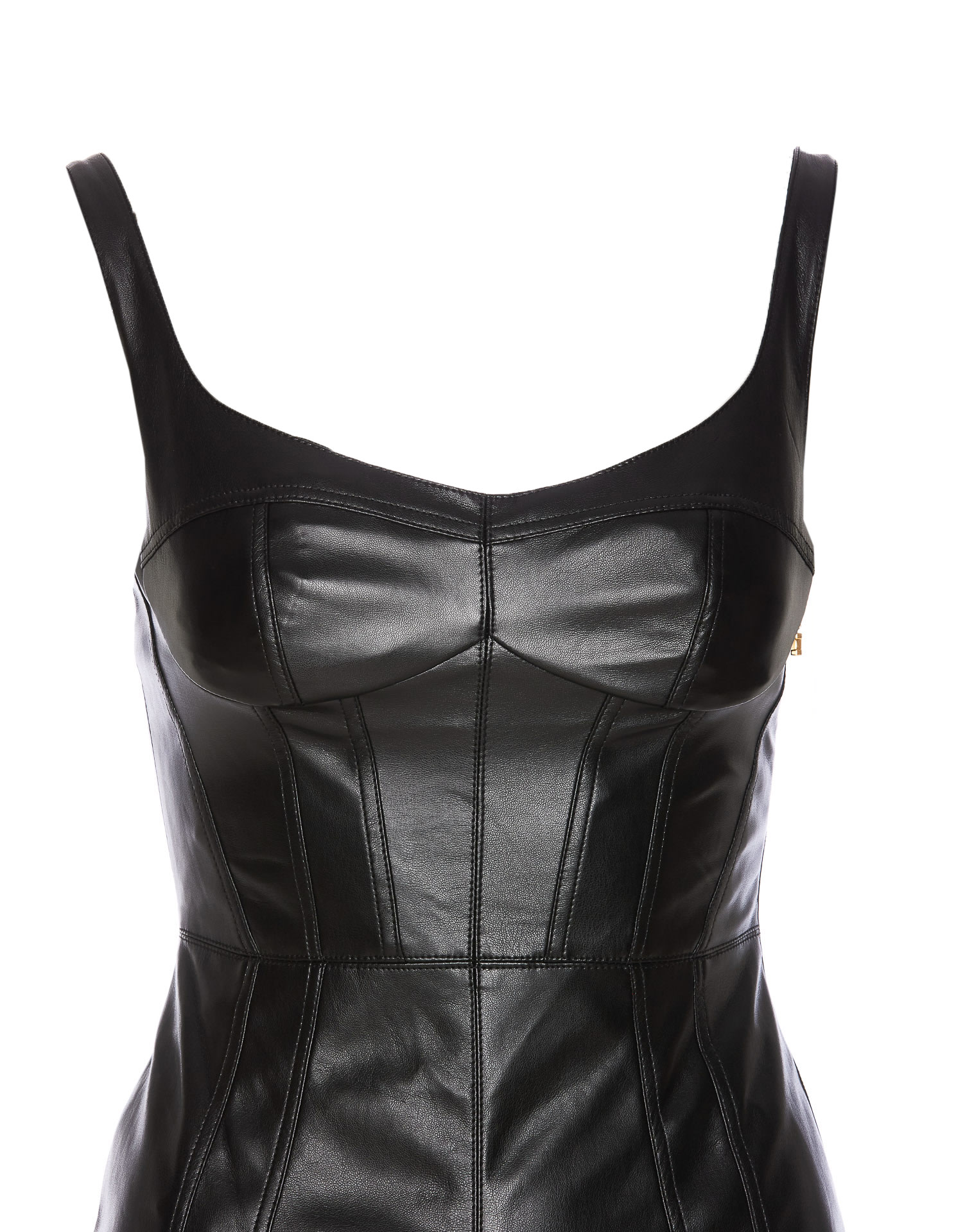 Shop Elisabetta Franchi Faux Leather Dress In Black