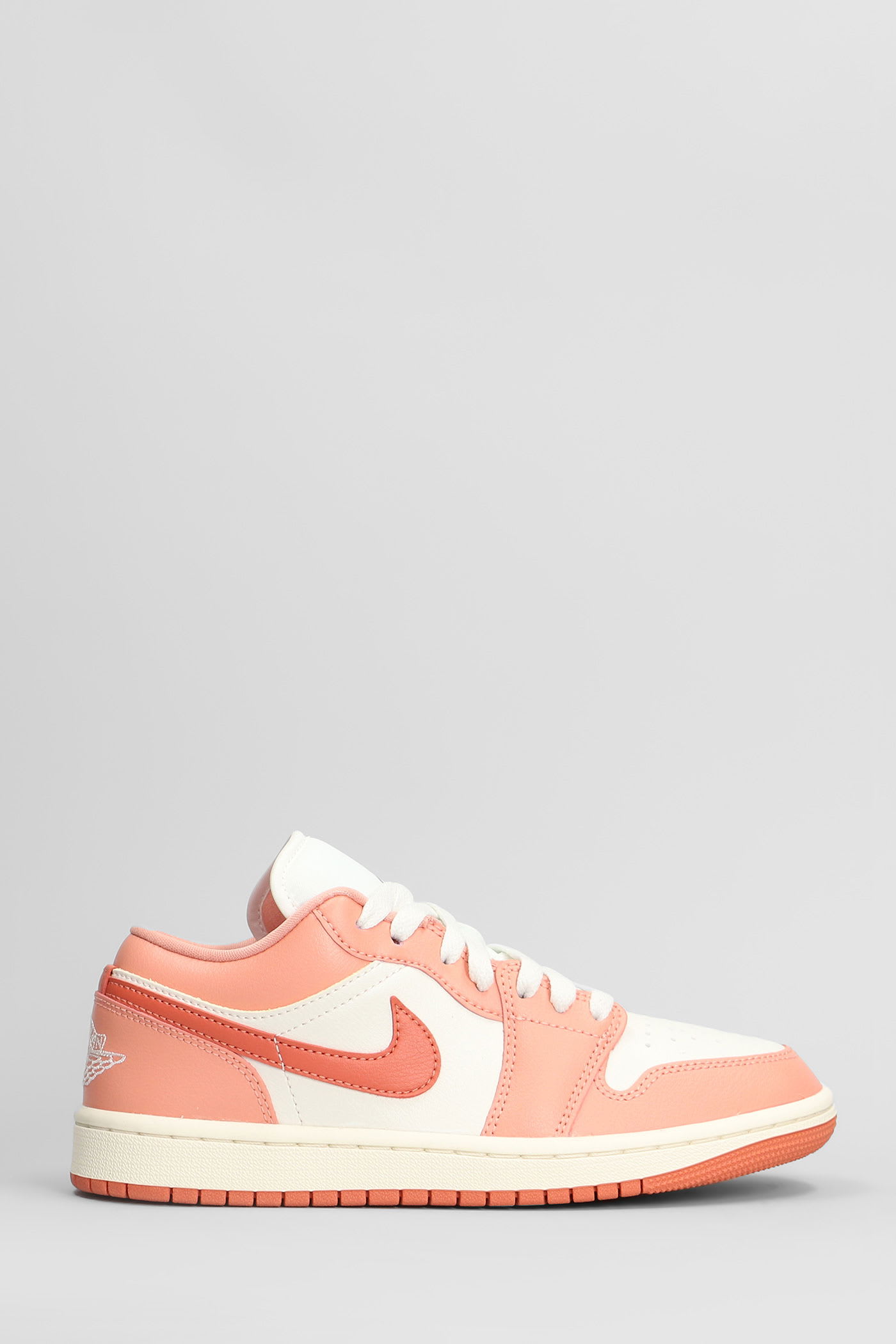 Nike Air Jordan 1 Low Sneakers In White Leather In Pink