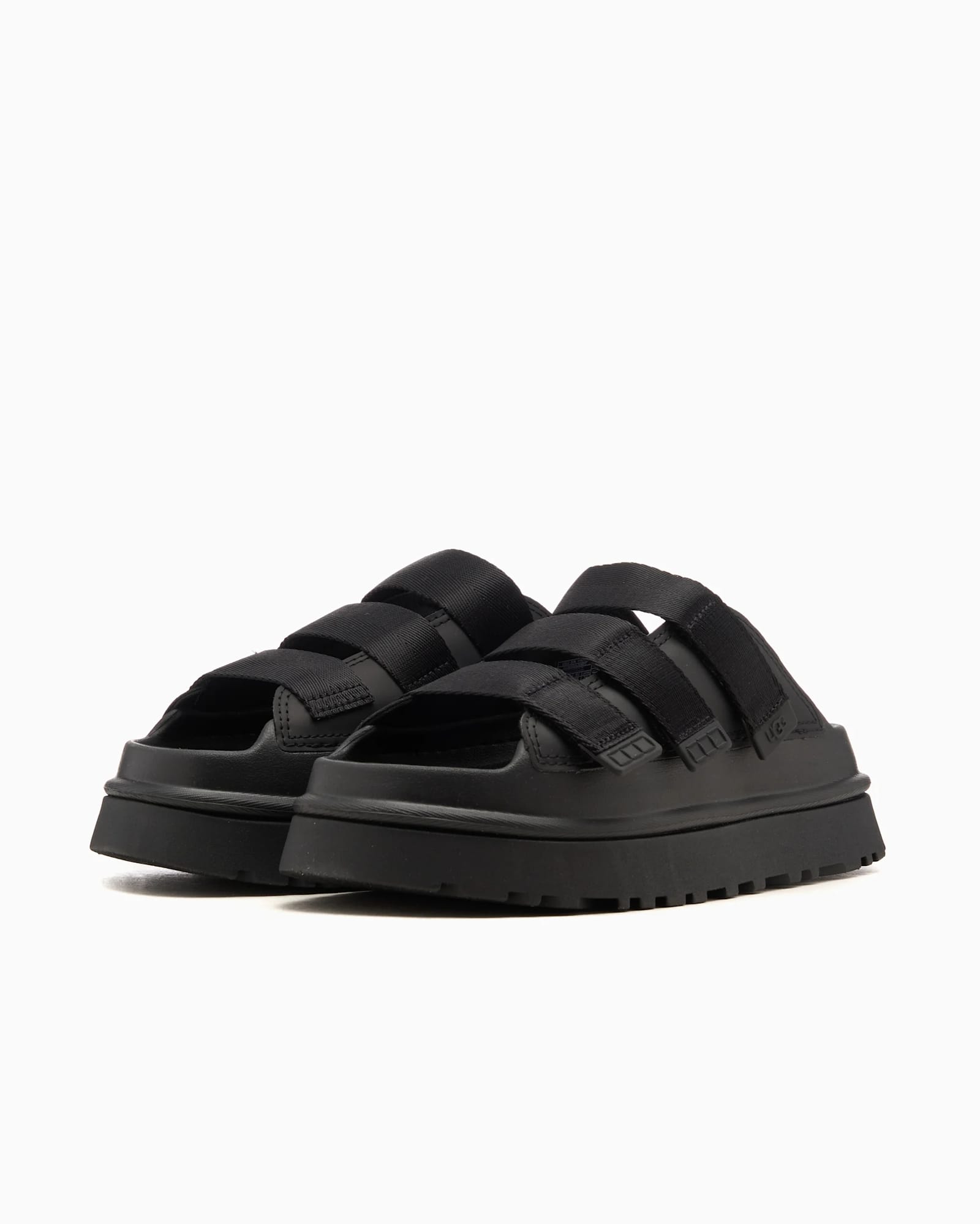 Ugg Golden Glow Black Sandals With Round Open Toe In Tech Fabric Woman In Black
