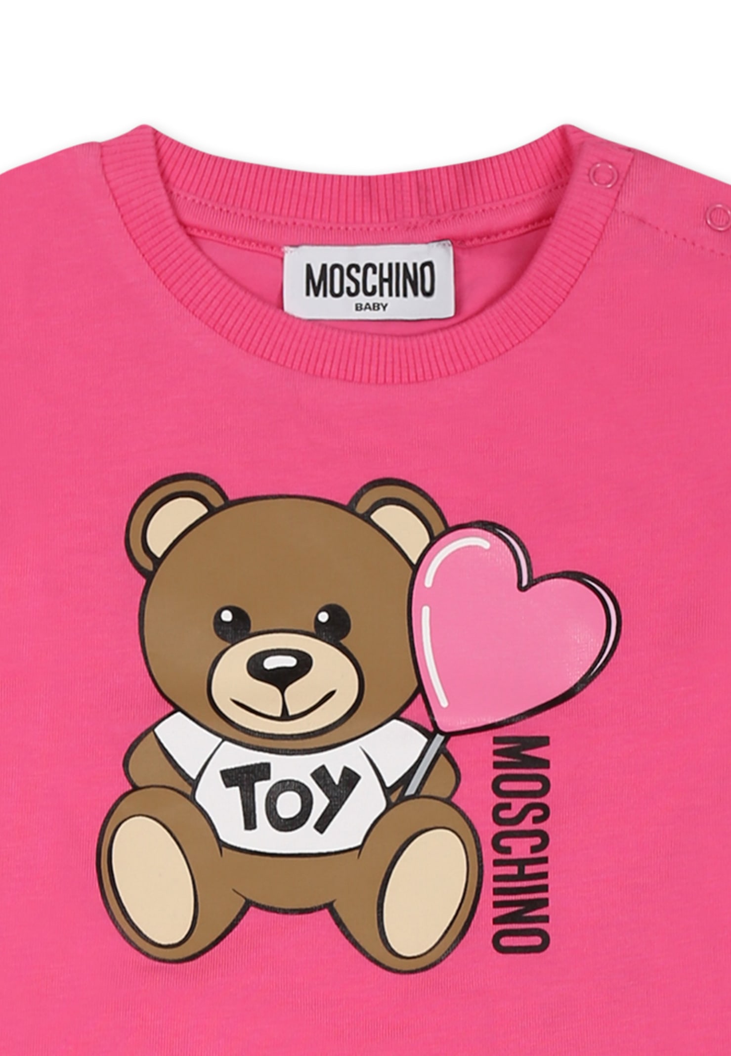 Moschino Fuchsia Suit For Baby Gir With Teddy Bear In Fuchsia