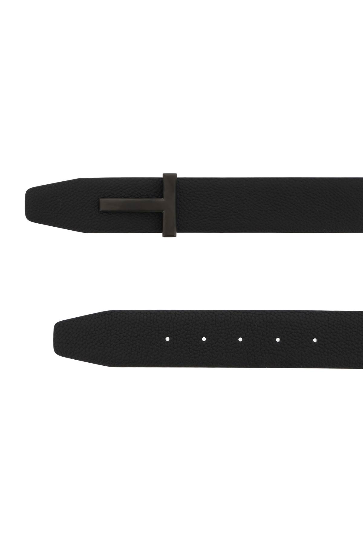 Tom Ford Mens Black Reversible Brand-plaque Leather Belt In Black