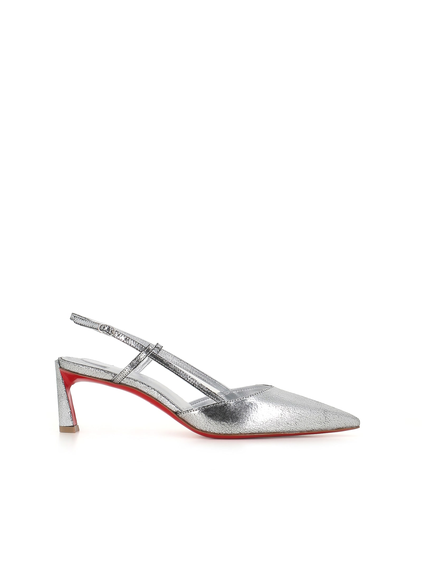 Christian Louboutin Condoroline 55 Leather Slingback Pump In Silver