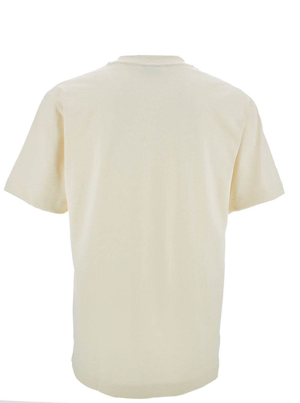 JACQUEMUS BEIGE CREWNECK T-SHIRT WITH LOGO DETAIL IN COTTON MAN