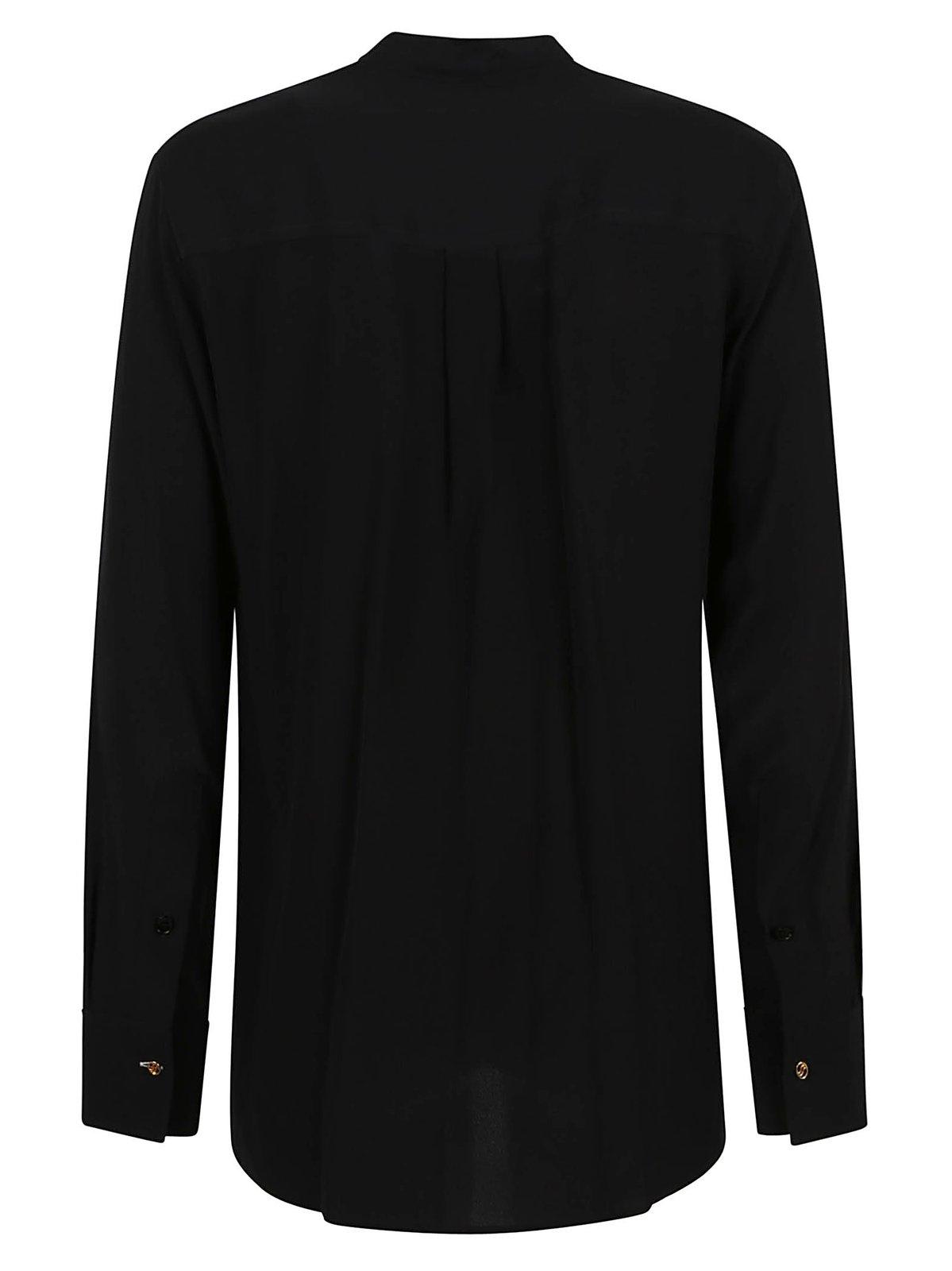 Shop Stella Mccartney Band-collar Long Sleeved Blouse In Black