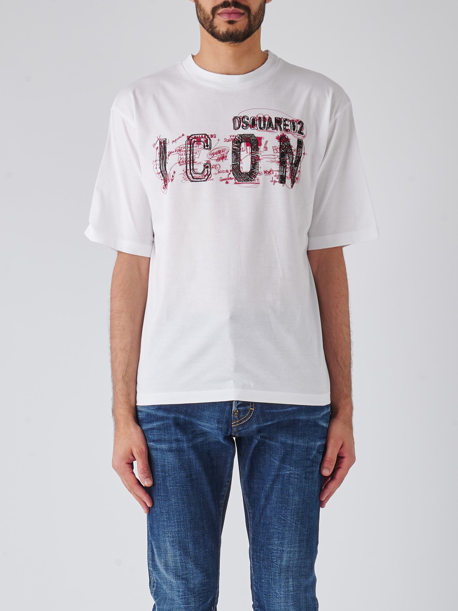 DSQUARED2 ICON SCRIBBLE LOOSE FIT TEE T-SHIRT