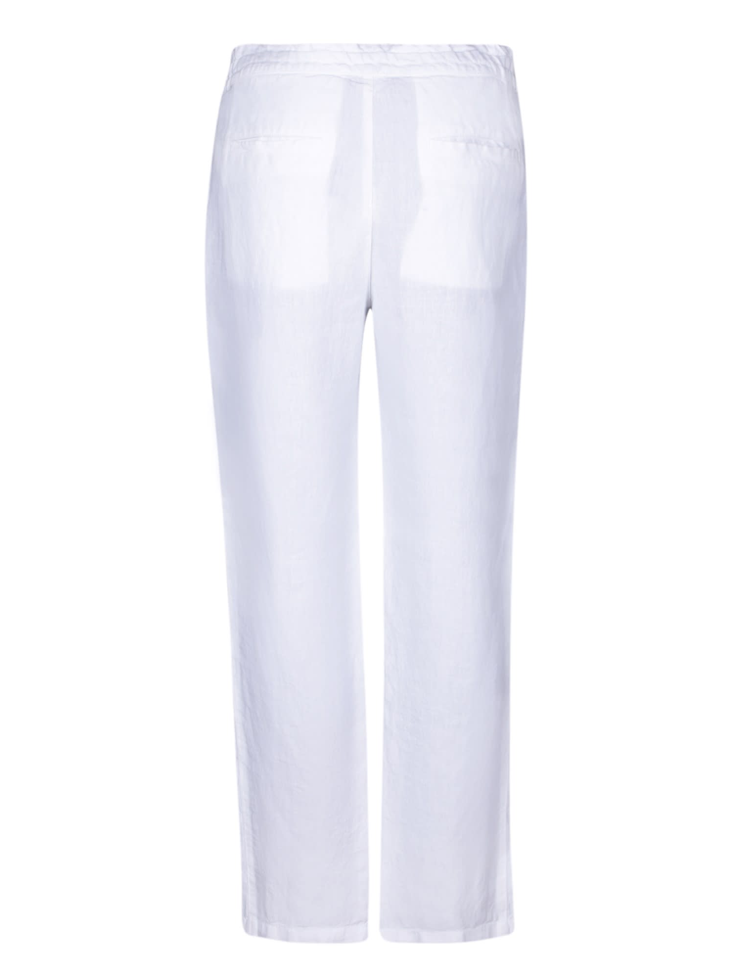 Shop 120% Lino White Linen Drawstring Trousers