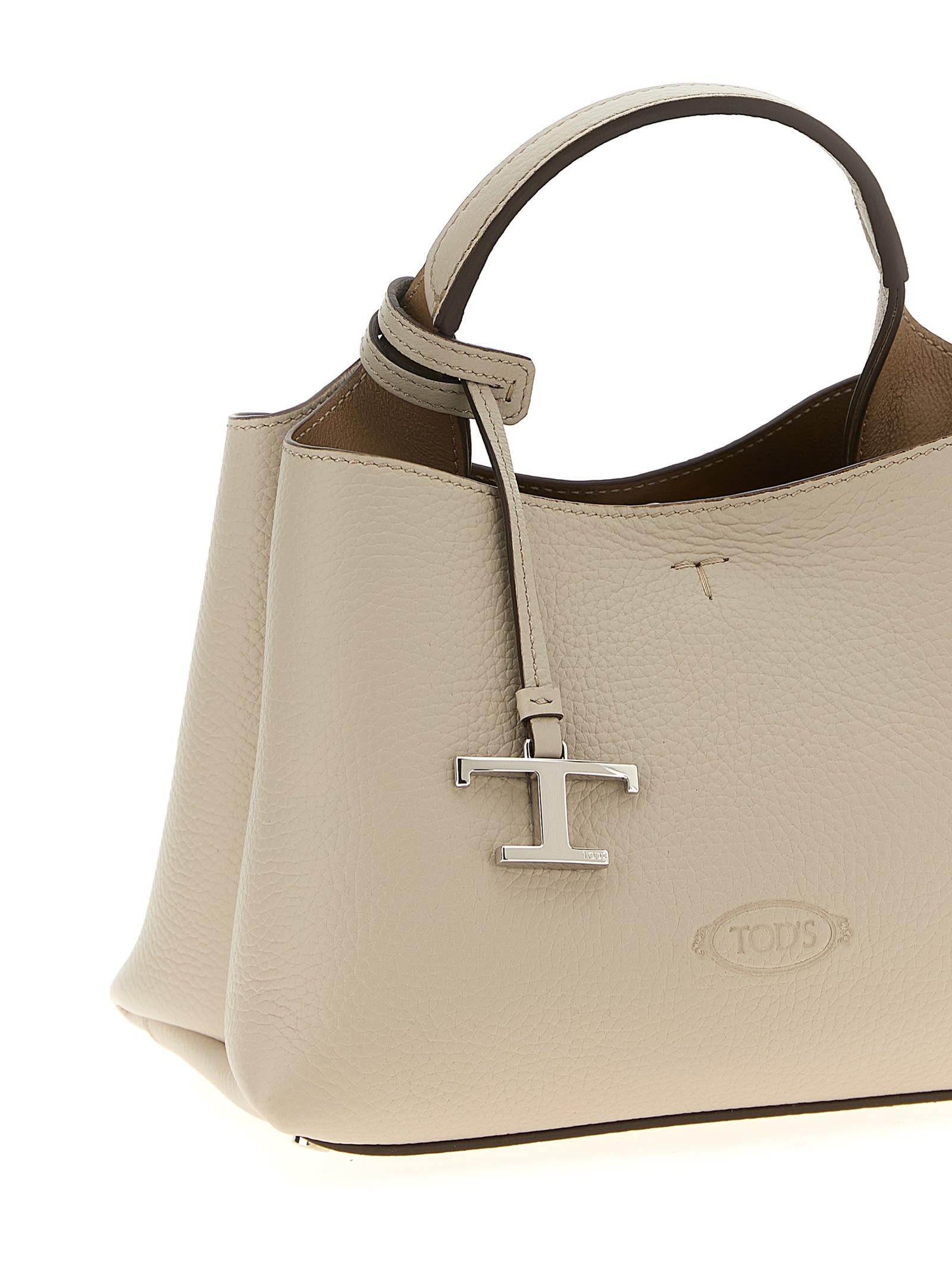 Tod's Micro Leather Handbag Crossbody Bags Gray In White