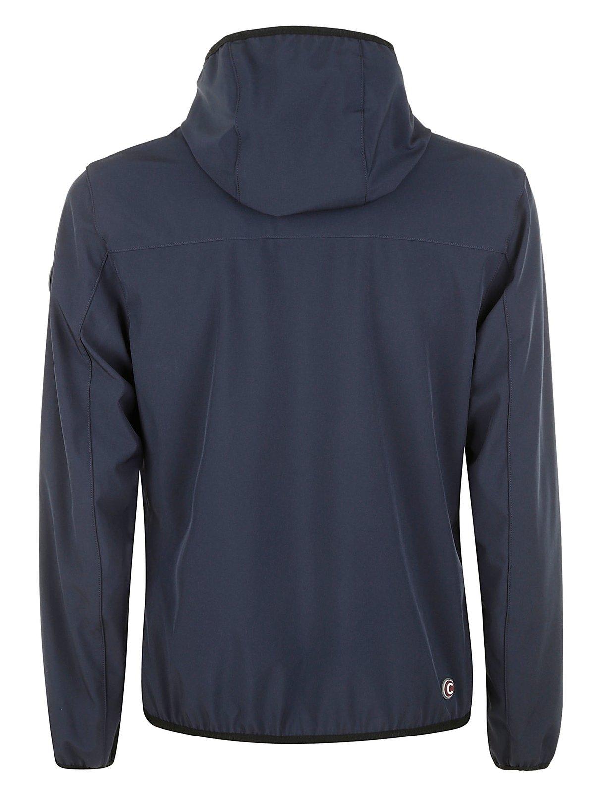 Shop Colmar Logo Patch Hooded Zipped Jacket In Blue