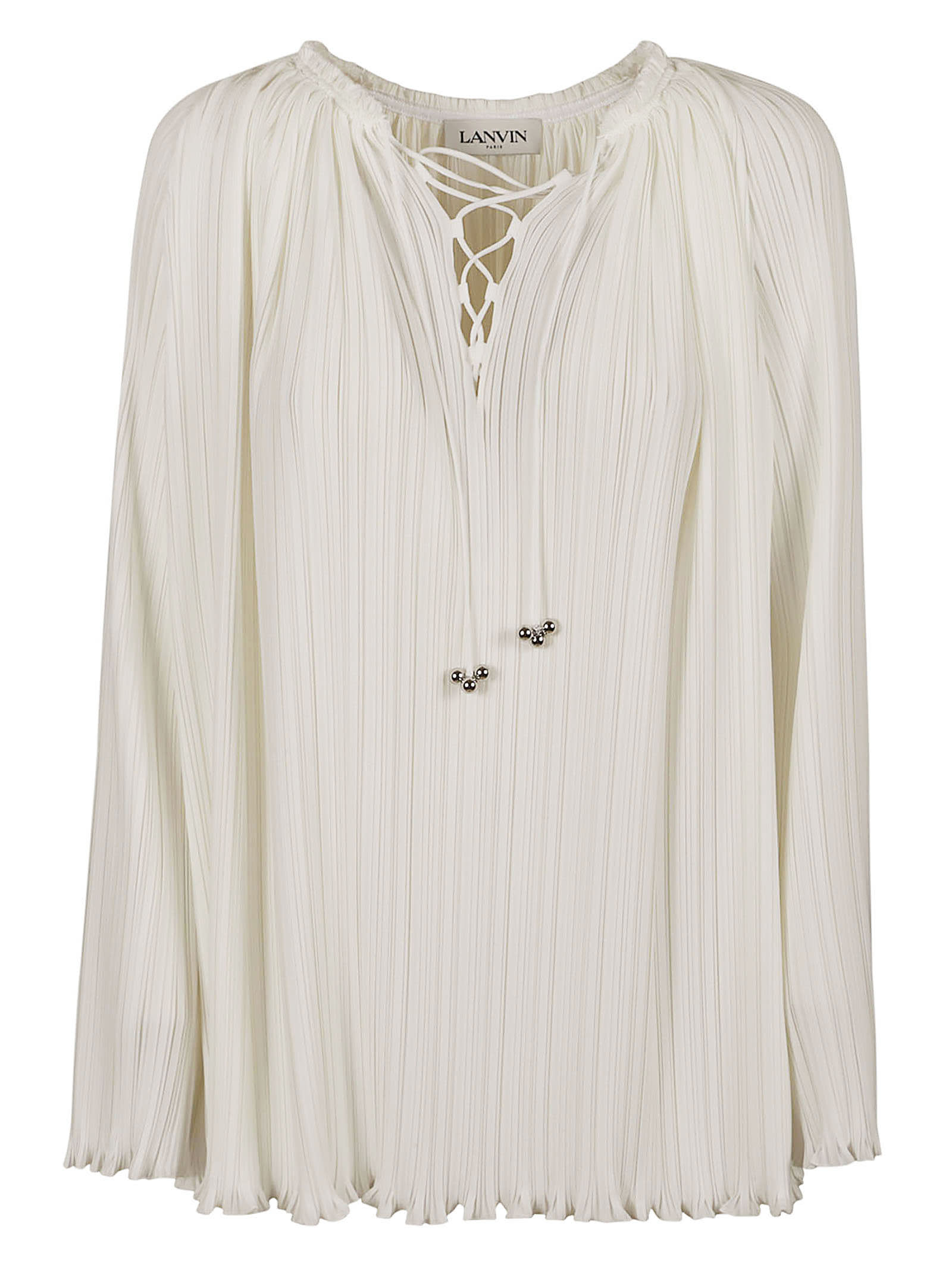 Lanvin Pleated Blouse In White