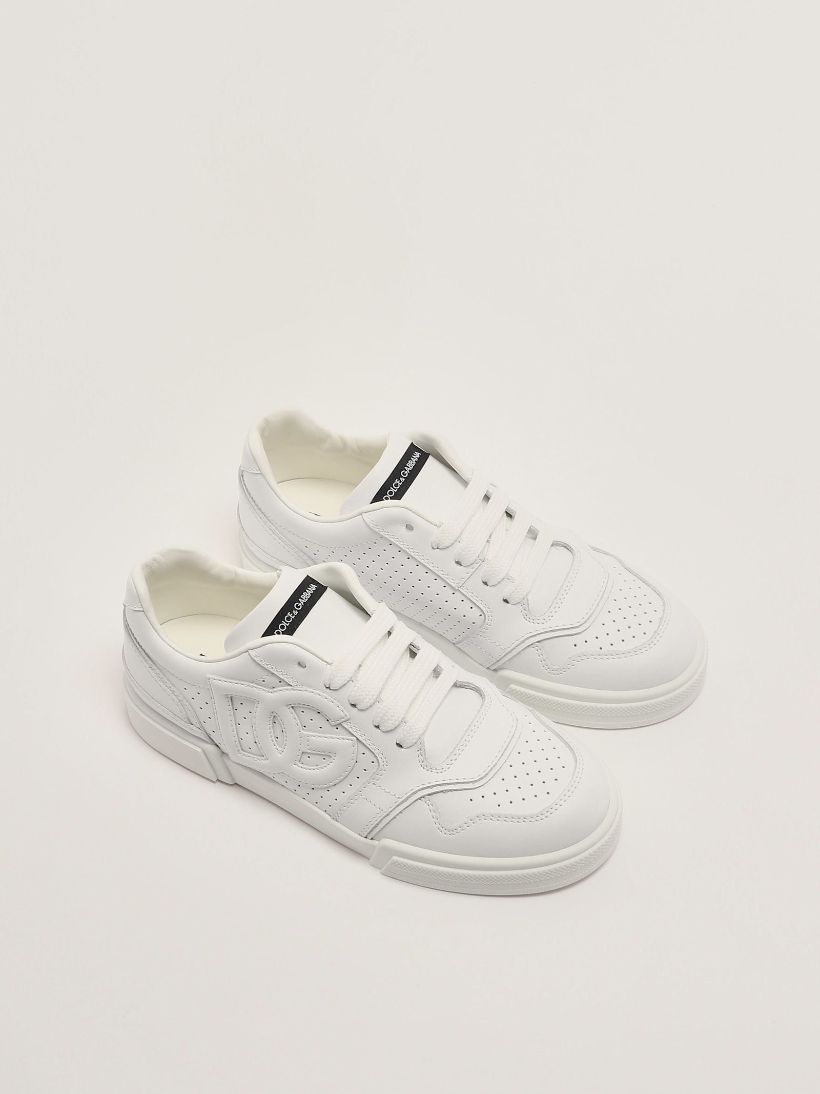 Dolce & Gabbana Logo-patch Lace-detail Sneakers In Bianco