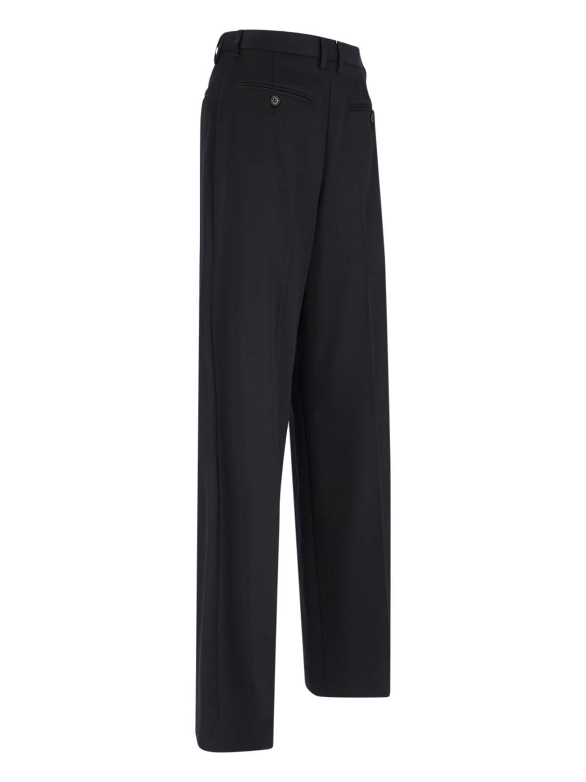 Mm6 Maison Margiela Mm6 By Maison Margiela High-waisted Black Tailored Pants With Wide-leg Silhouette In Black
