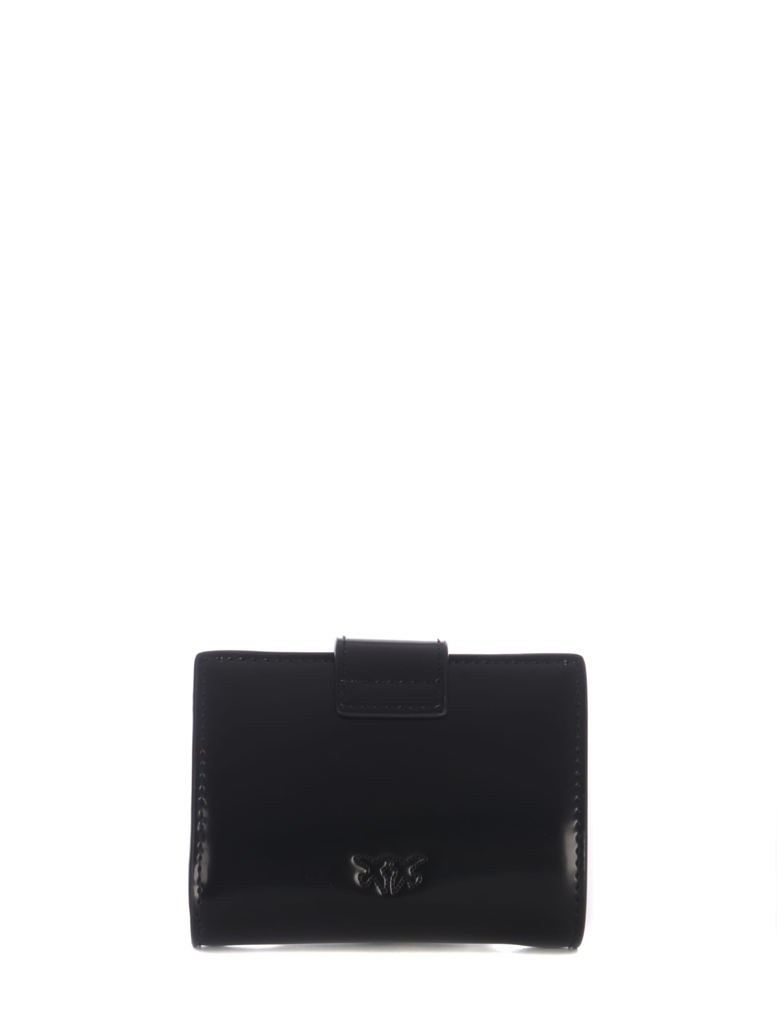 Shop Pinko Wallet  Love Birds Made Of Leather In Nero Lucido