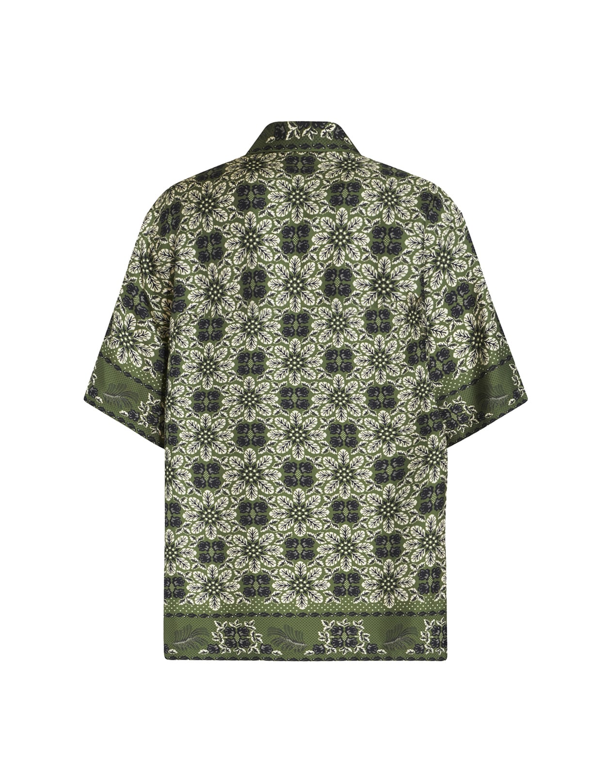 Shop Etro Green Bowling Shirt With Medallion Print
