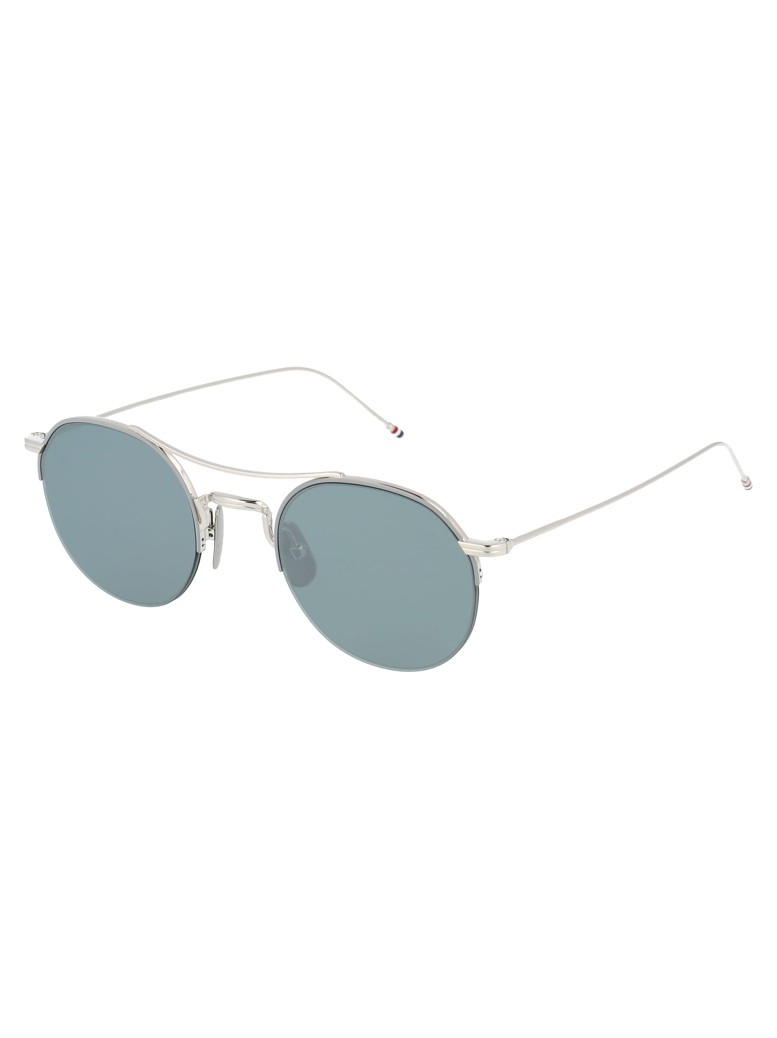 Shop Thom Browne Tb-903 Sunglasses In Silver - Black Enamel W/ Dark Grey - Ar