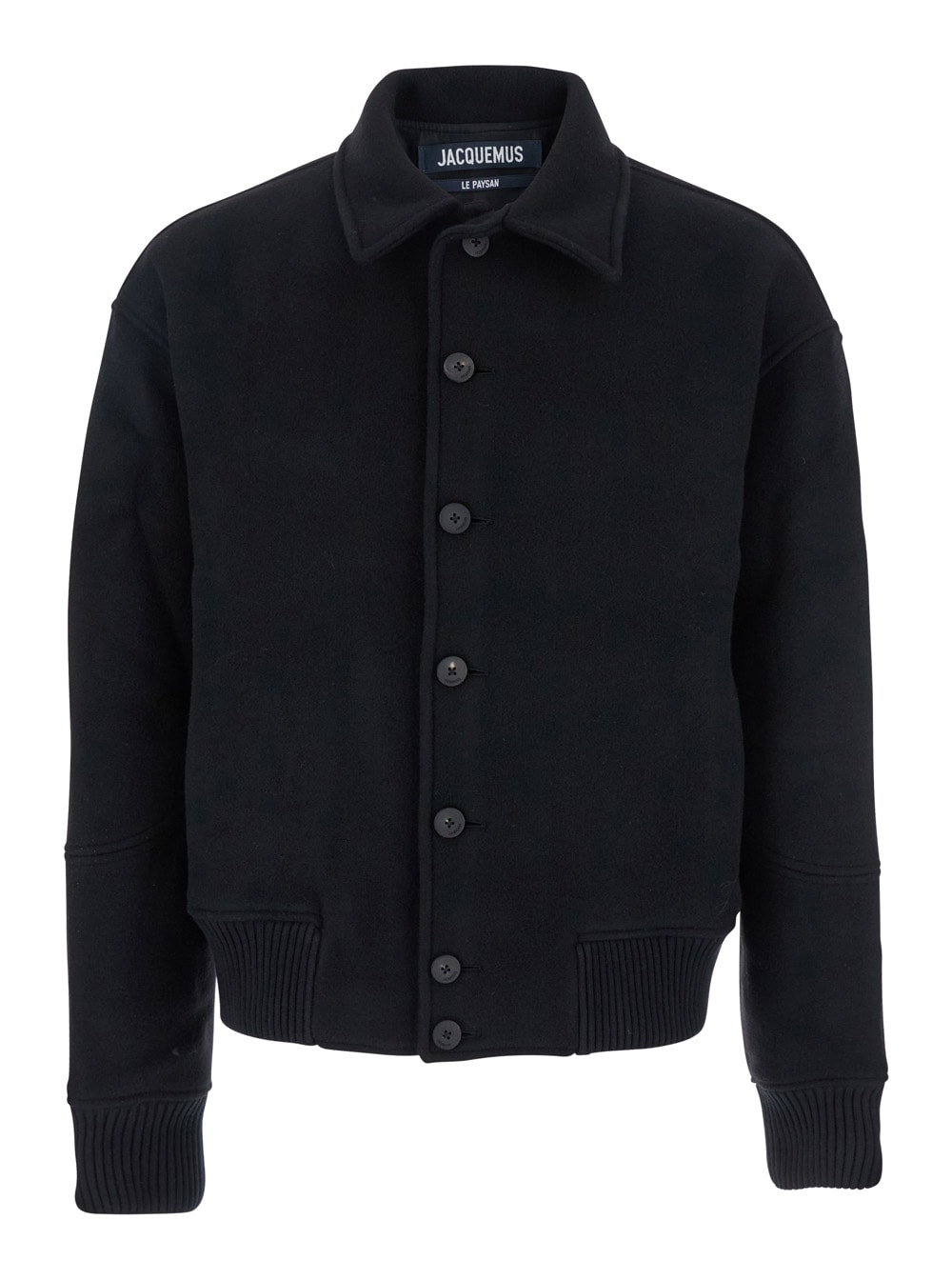 Jacquemus Black Jacket With Classic Collar And Dropped Shoulders In Wool Man In Black